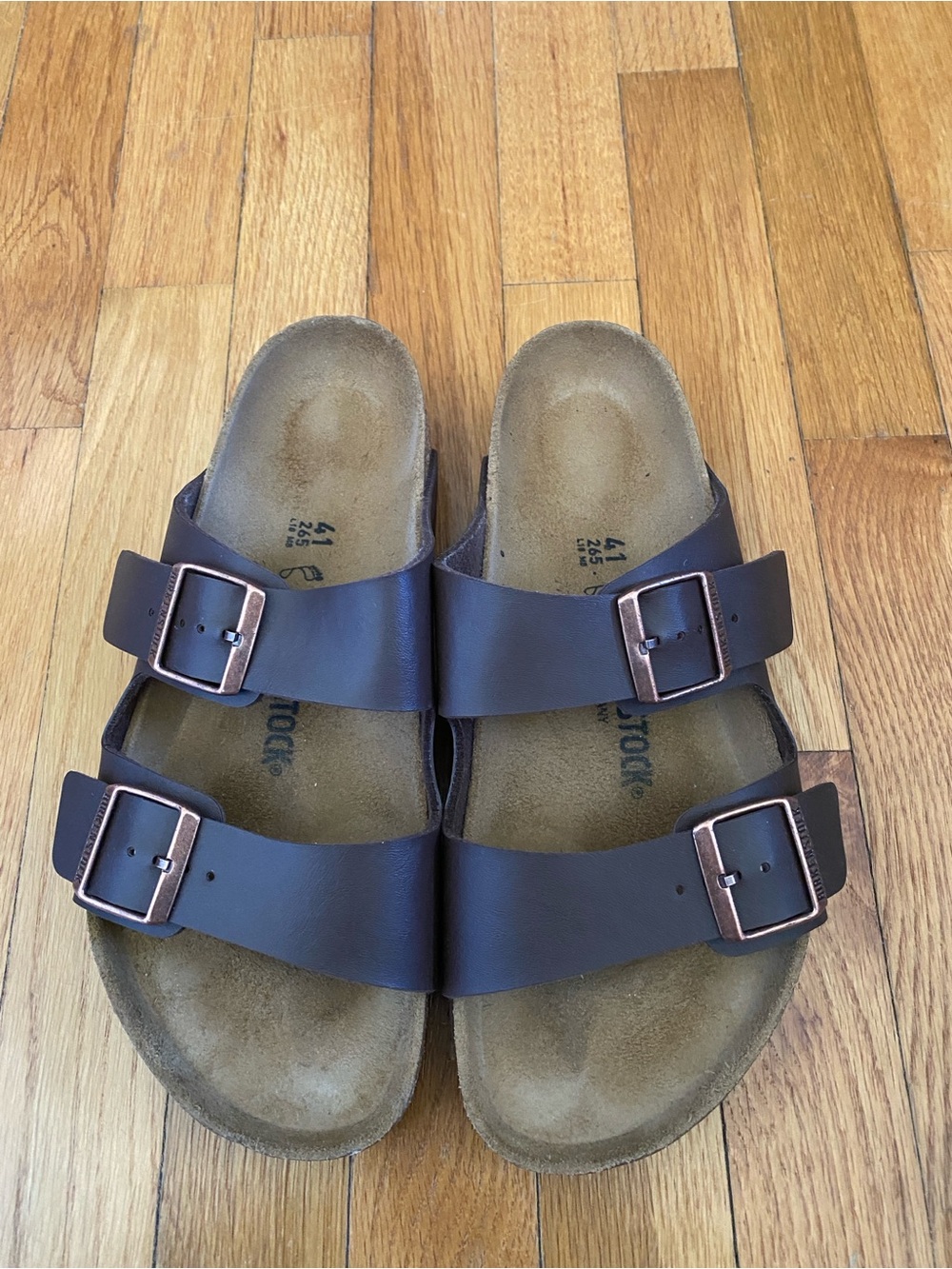 Birkenstock Brown Two-Strap Buckle Sandals